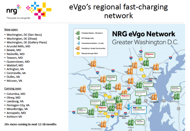 NRG eVgo Network’s updated stations map for DC